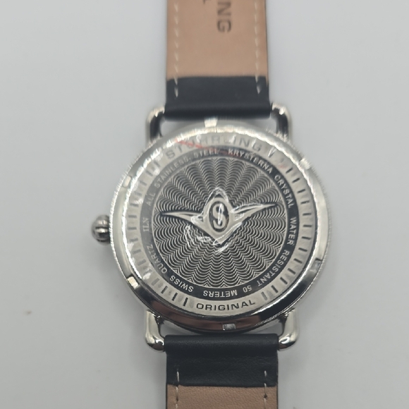 Stuhrling Original Black Minimalist Watch with Leather Strap - Picture 3 of 5